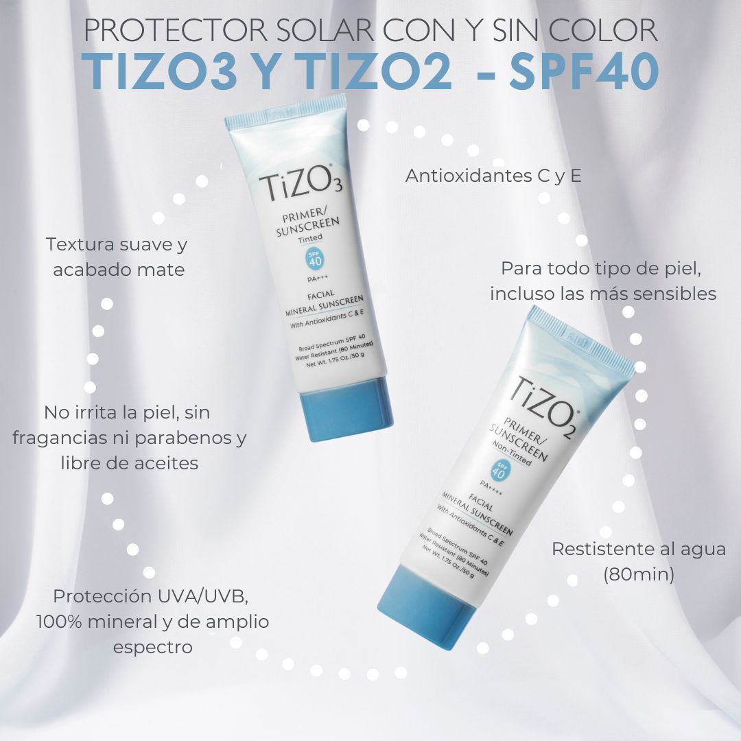 TIZO 3 Primer Sunscreen, Protector Solar Mineral, Facial, Con Color, SPF40, 50g