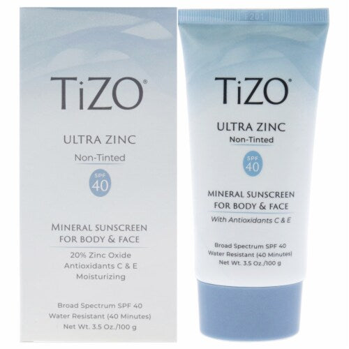 TIZO Ultra Zinc Protector Solar Mineral Sin Color para Cara y Cuerpo SPF40, 100g