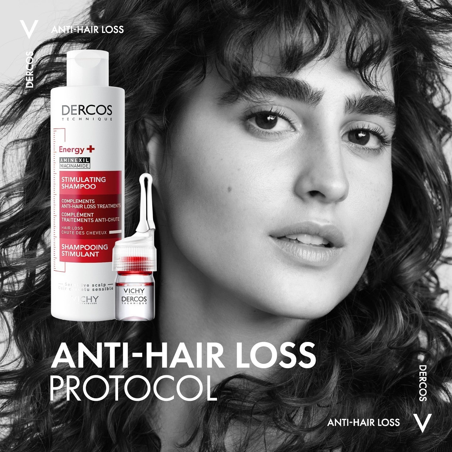 VICHY Dercos Aminexil Clinical 5 Mujer, Eficacia Anticaída del Cabello, 12 Ampolletas