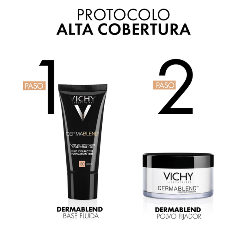 VICHY Dermablend Fluid, Maquillaje Fluido de Alta Cobertura SPF35 30ml