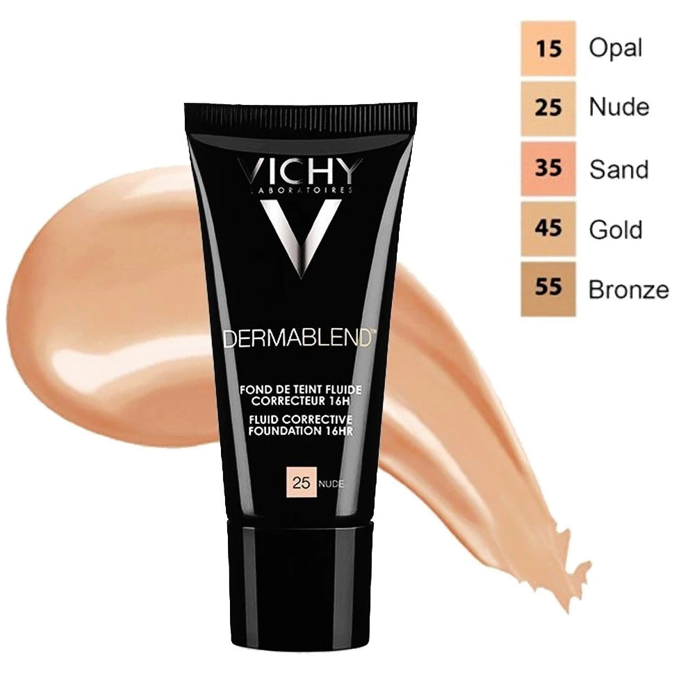 VICHY Dermablend Fluid, Maquillaje Fluido de Alta Cobertura SPF35 30ml