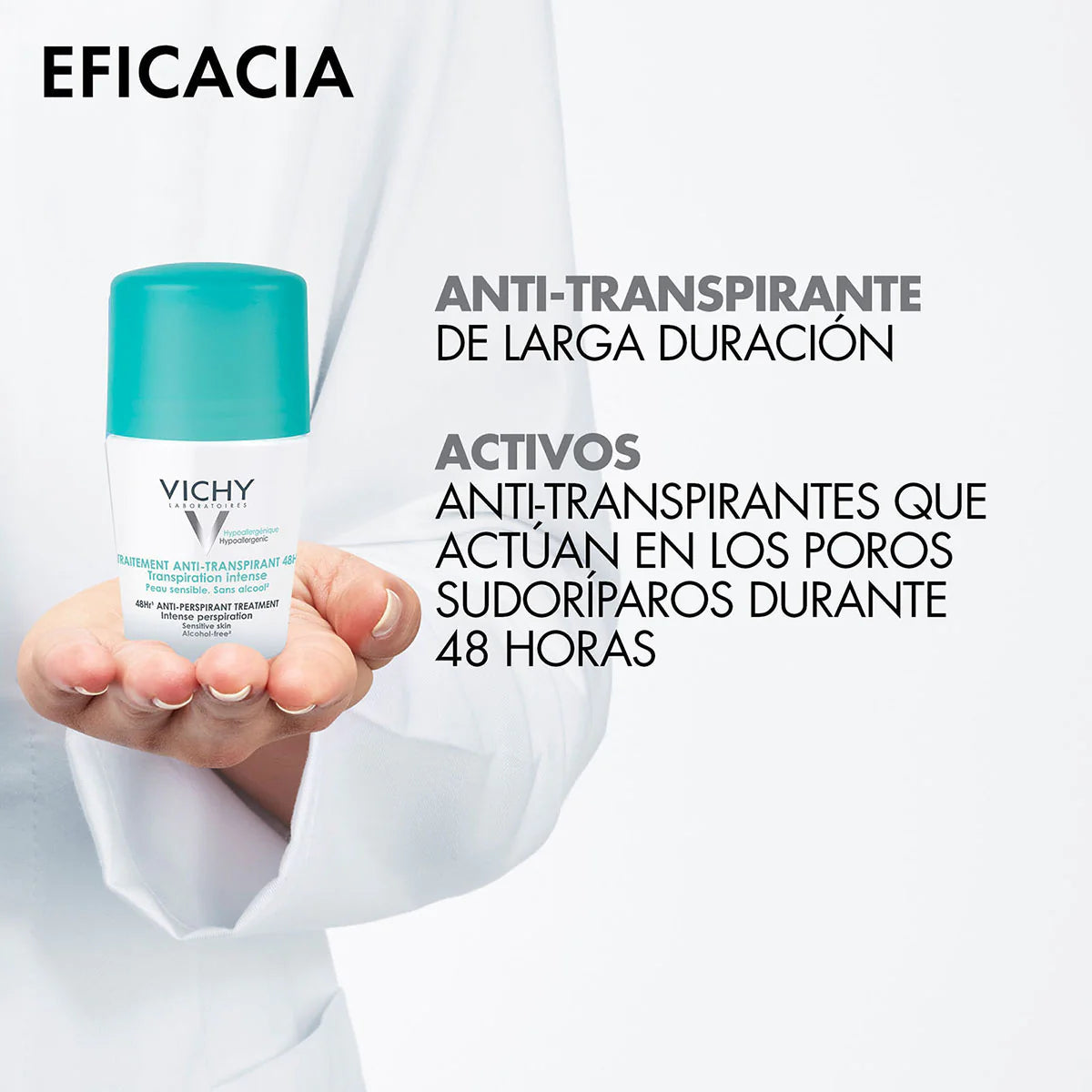 VICHY Desodorante Roll On  Regulador Anti-transpirante Intensivo 48Hrs, 50ml