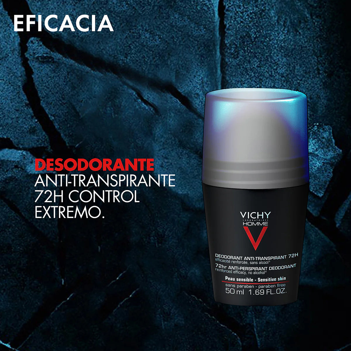 VICHY Homme Desodorante Anti-transpirante, Control Extremo para Hombres 72Hrs