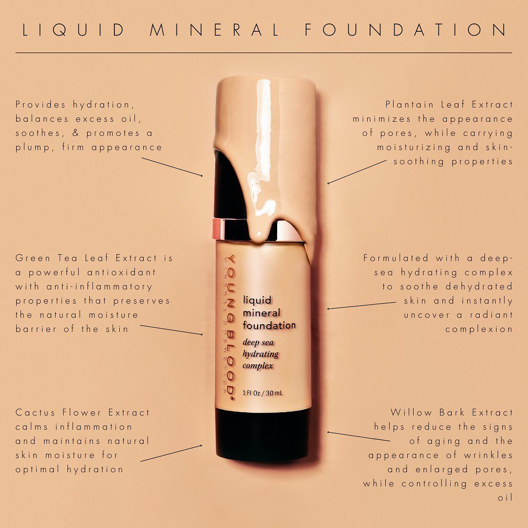 YOUNGBLOOD Liquid Mineral Foundation, Base mineral líquida 30ml